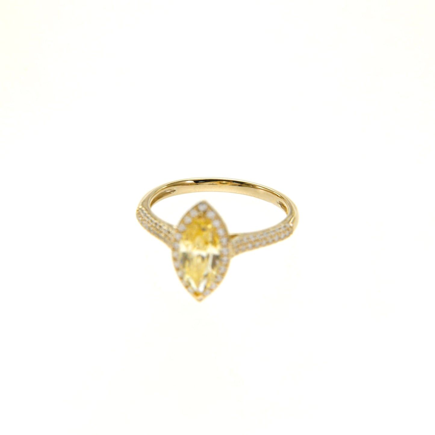 3.40 ct Yellow Marquise Shape Stone Halo Ring