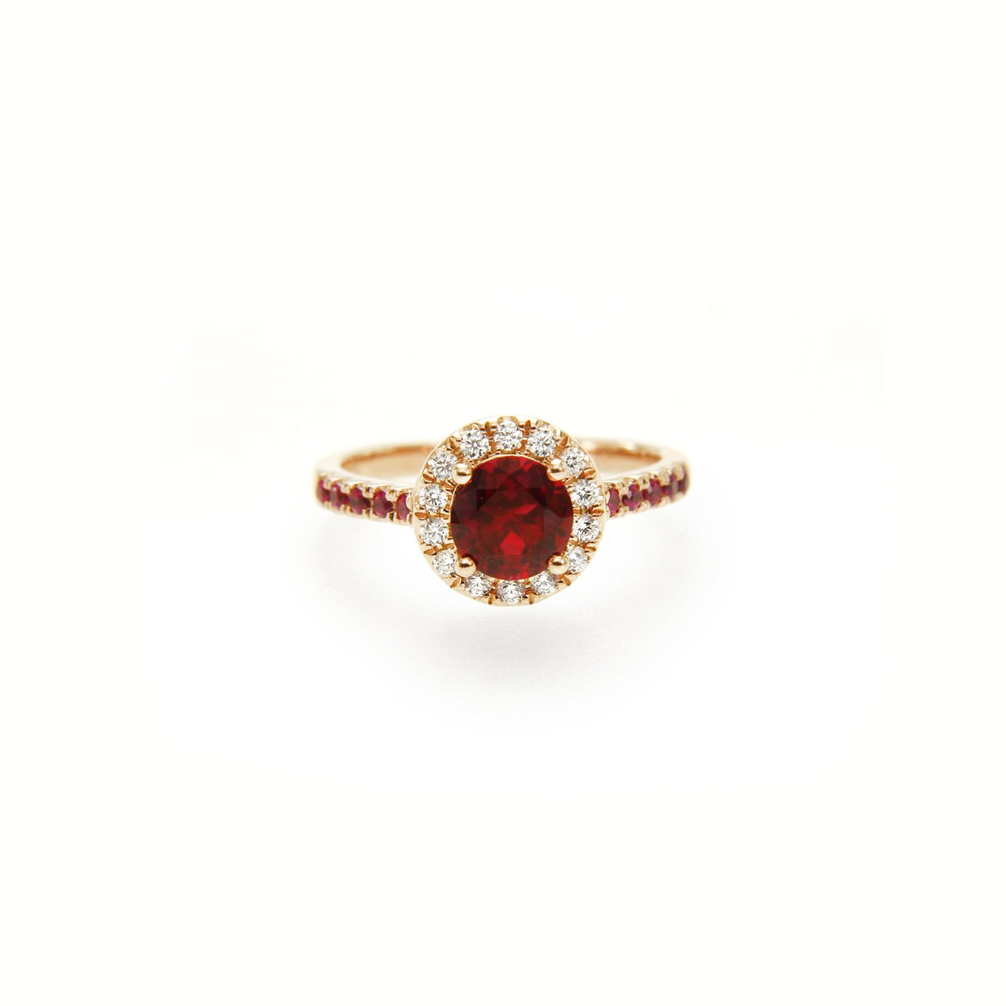 Round Lab Grown Ruby Halo Engagement Ring
