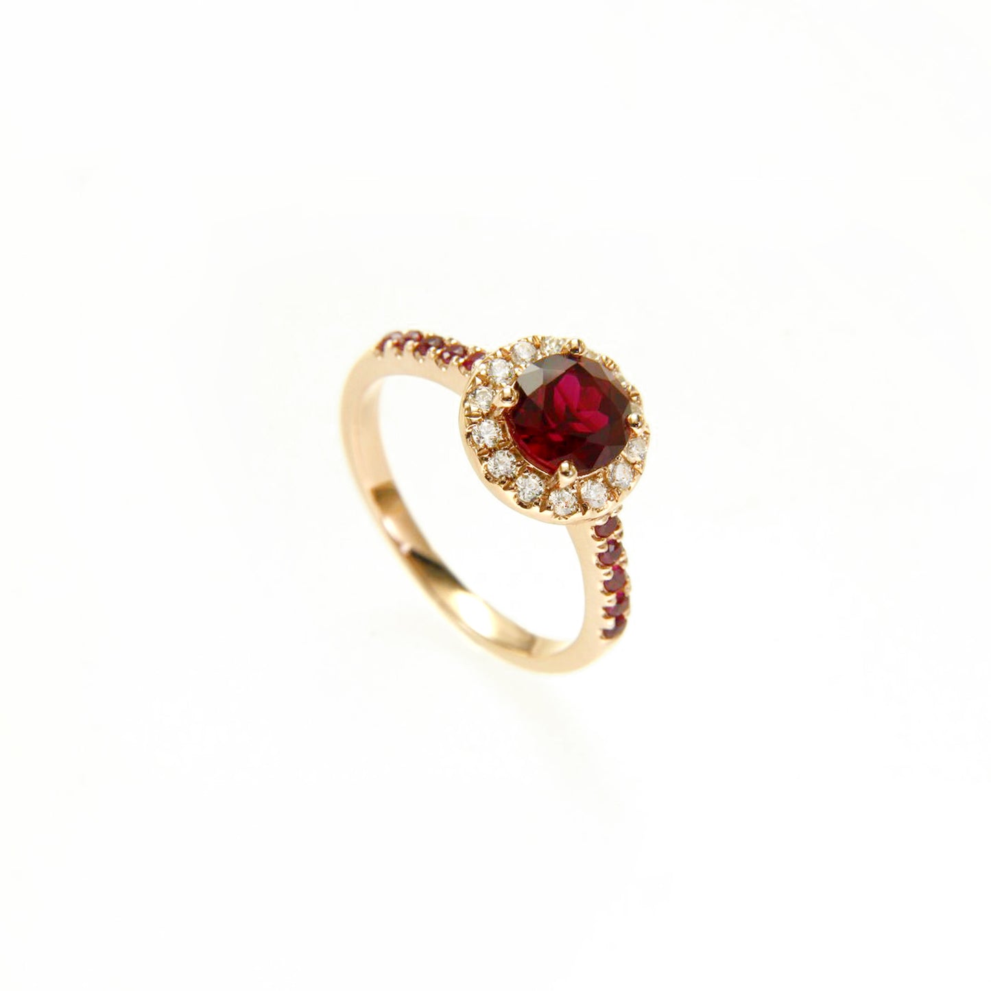 Round Lab Grown Ruby Halo Engagement Ring