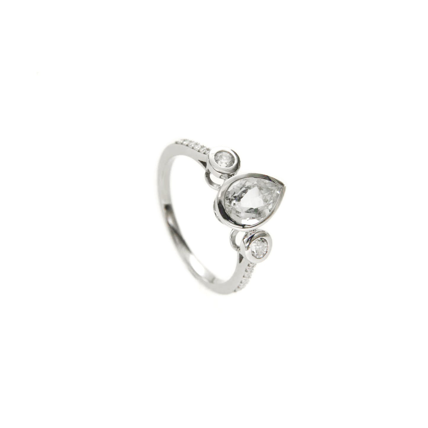 14K Gold Pear Cubic Zirconia Engagement Ring