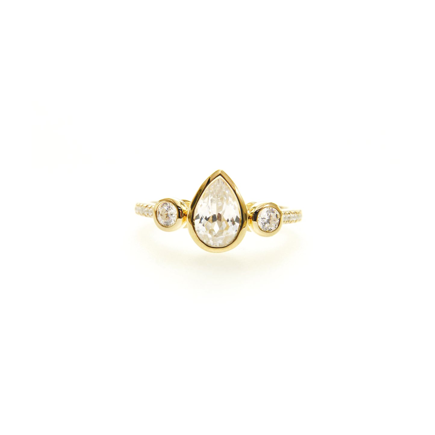 14K Gold Pear Cubic Zirconia Engagement Ring
