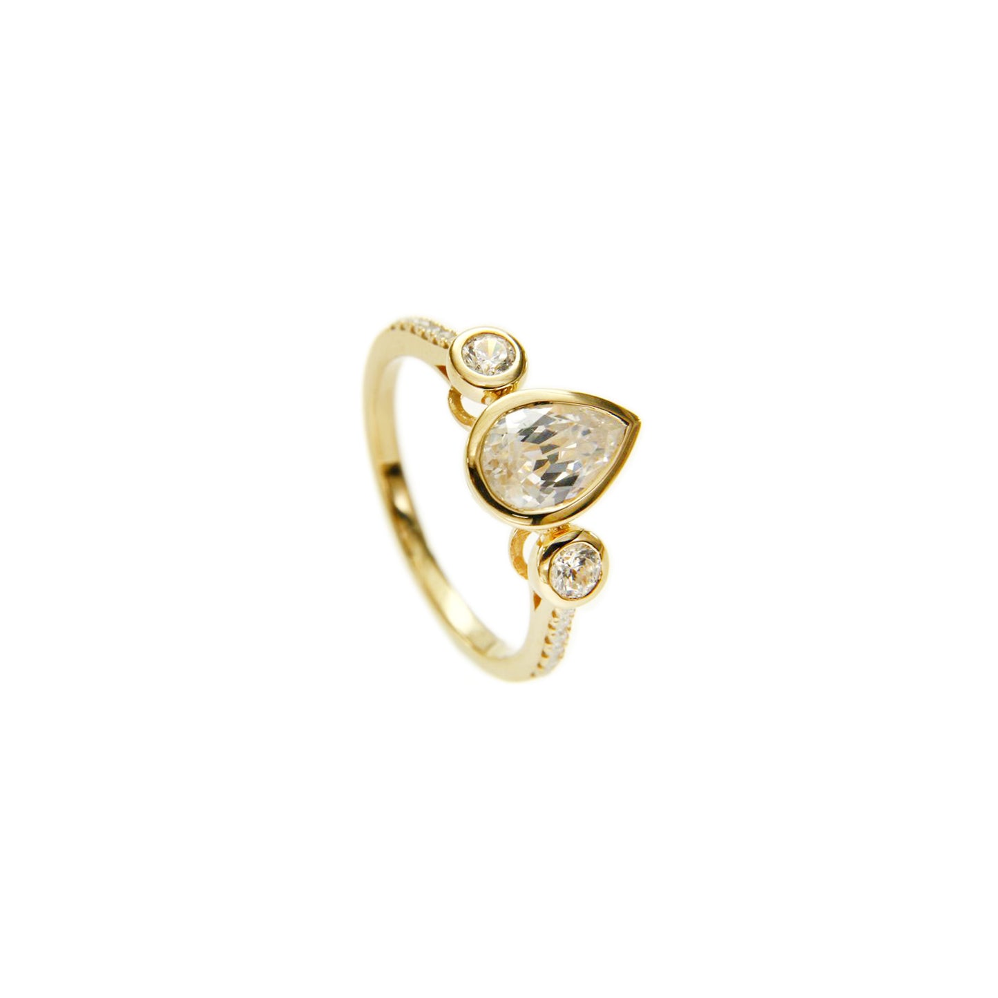 14K Gold Pear Cubic Zirconia Engagement Ring
