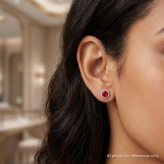 Ruby Halo Diamond Earrings
