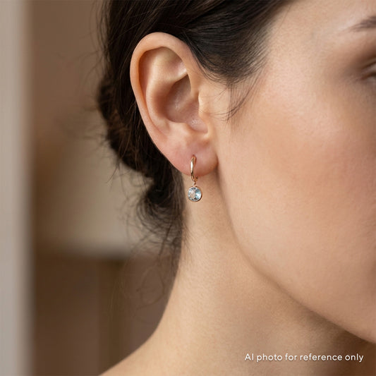 Dainty Sky Blue Topaz Drop Hoop