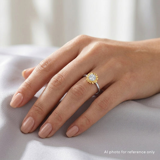 Sun Flower Diamond Floral Ring