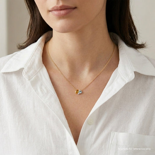 Citrine Blue Topaz Two Stone Necklace