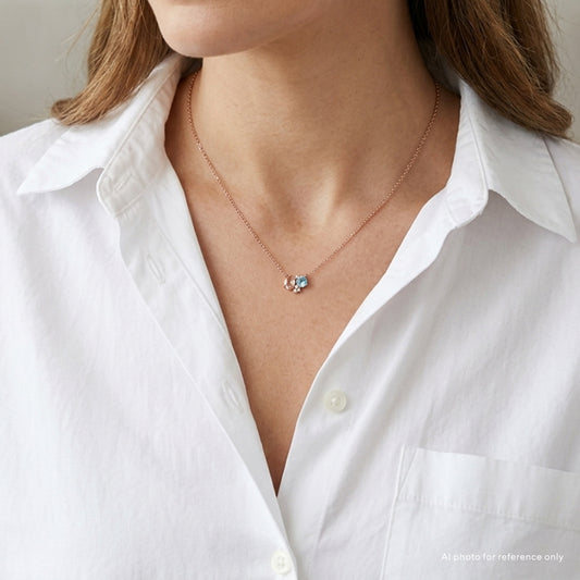 Topaz Morganite Two Stone Necklace (Instock)