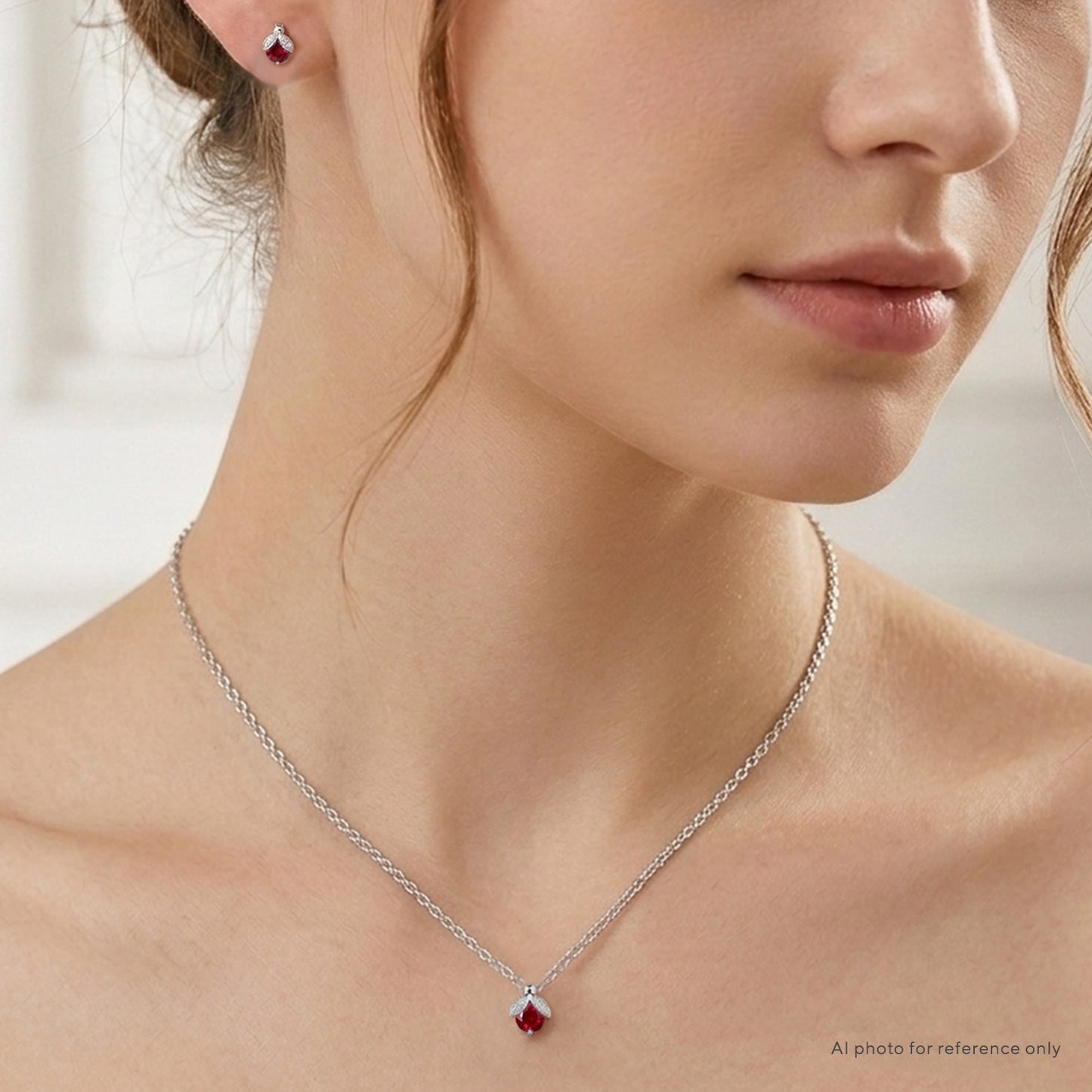 Red Ladybug Diamond Stud Earrings