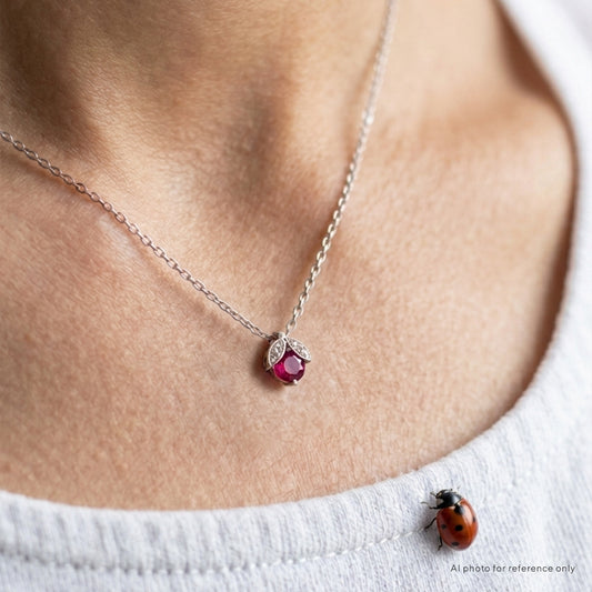 Ladybug Ruby Diamond Necklace