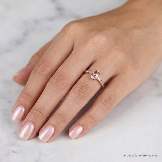 Oval Peach Morganite Promise Ring
