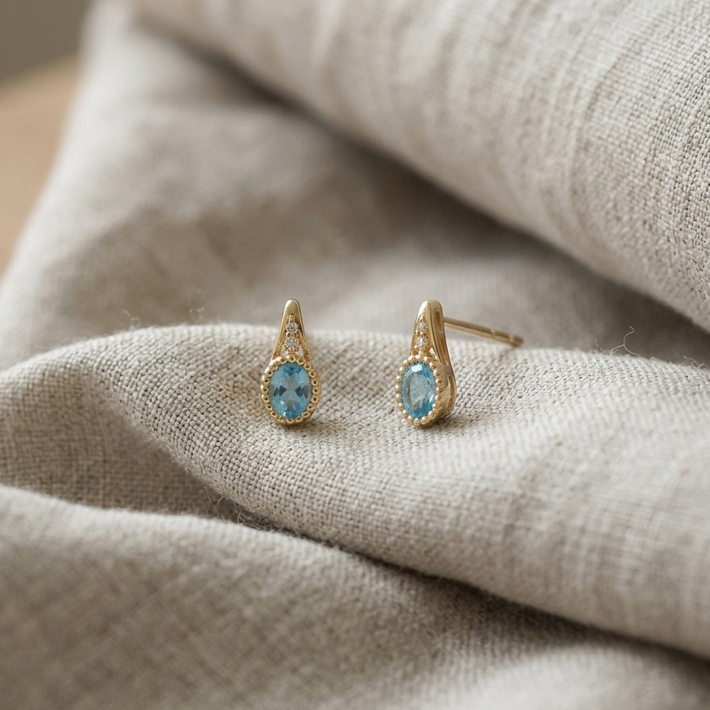 Blue Topaz Minimalist Earrings (Instock)