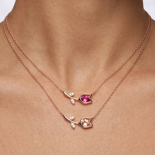 Tourmaline Tulip Flower Necklace