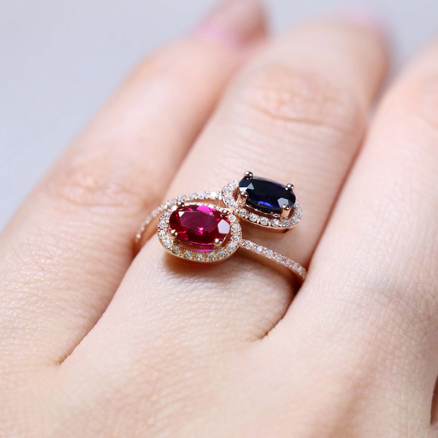 Oval Ruby Sapphire Custom Gem Ring