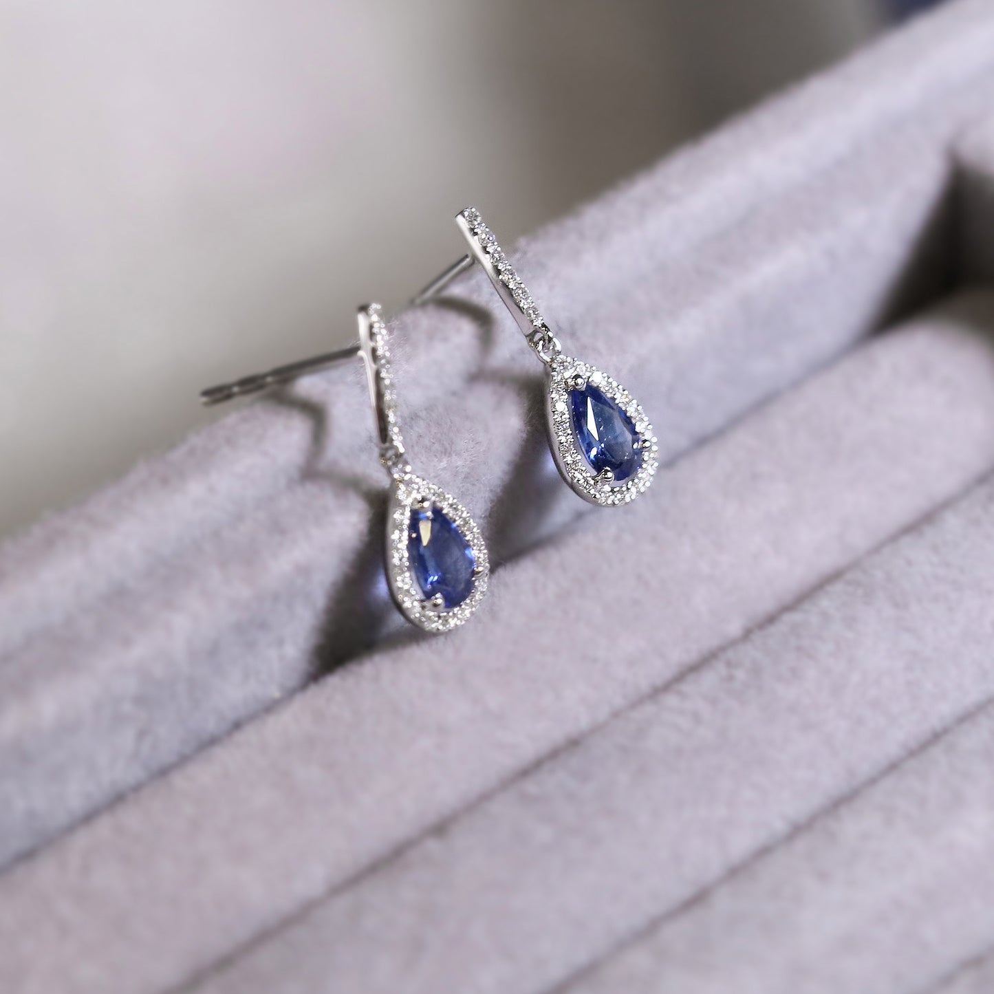 Pear Sapphire Diamond Earrings