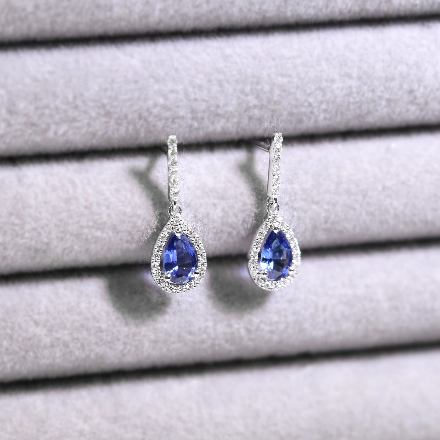 Pear Sapphire Diamond Earrings