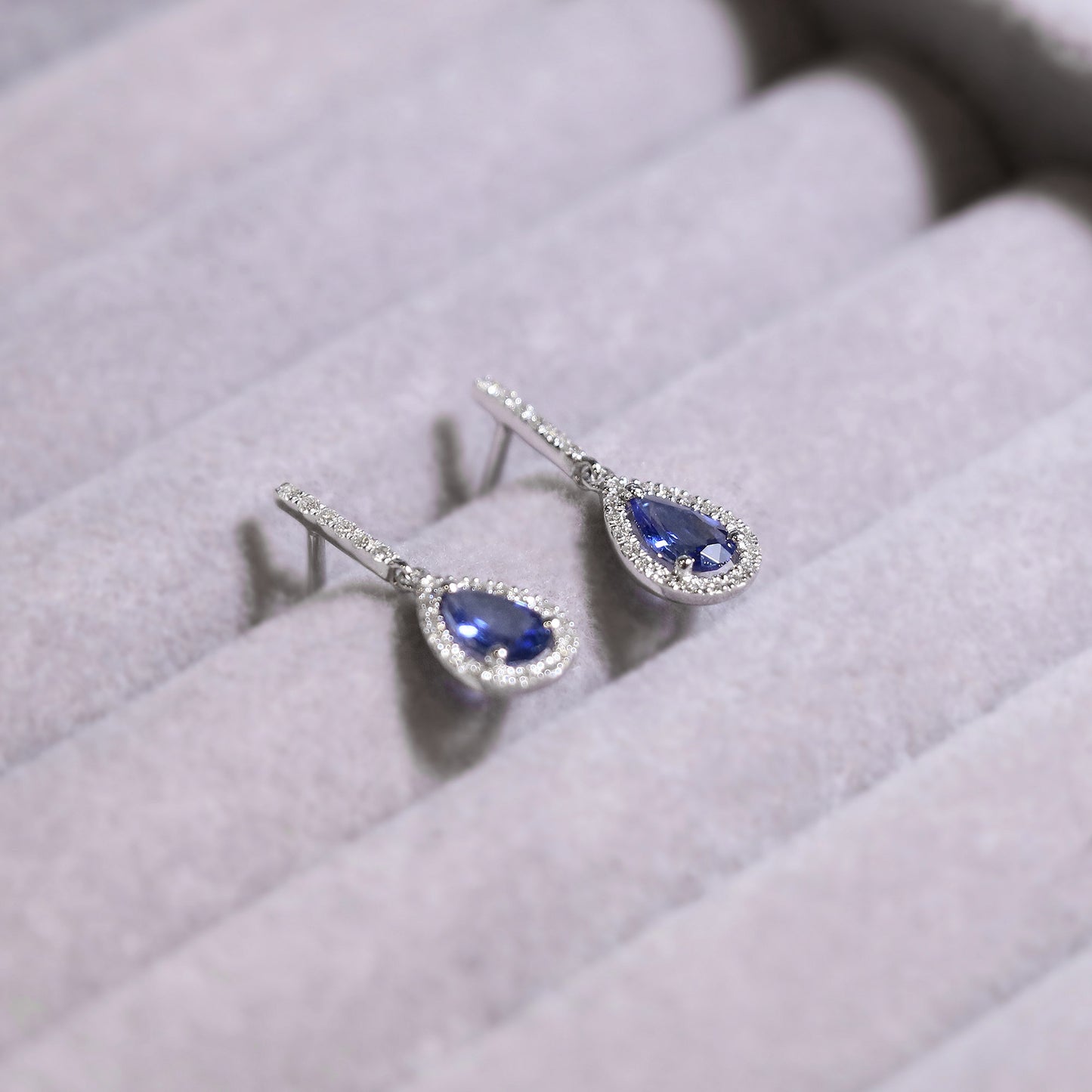 Pear Sapphire Diamond Earrings