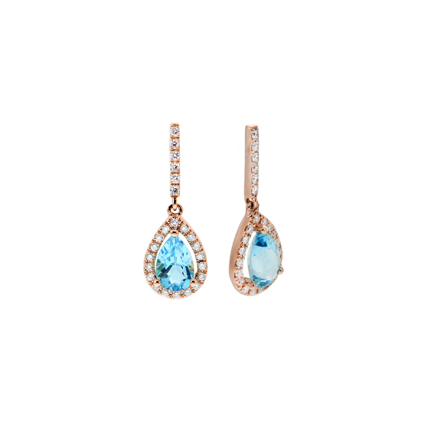 6*4mm Pear Blue Topaz Dangle Earrings