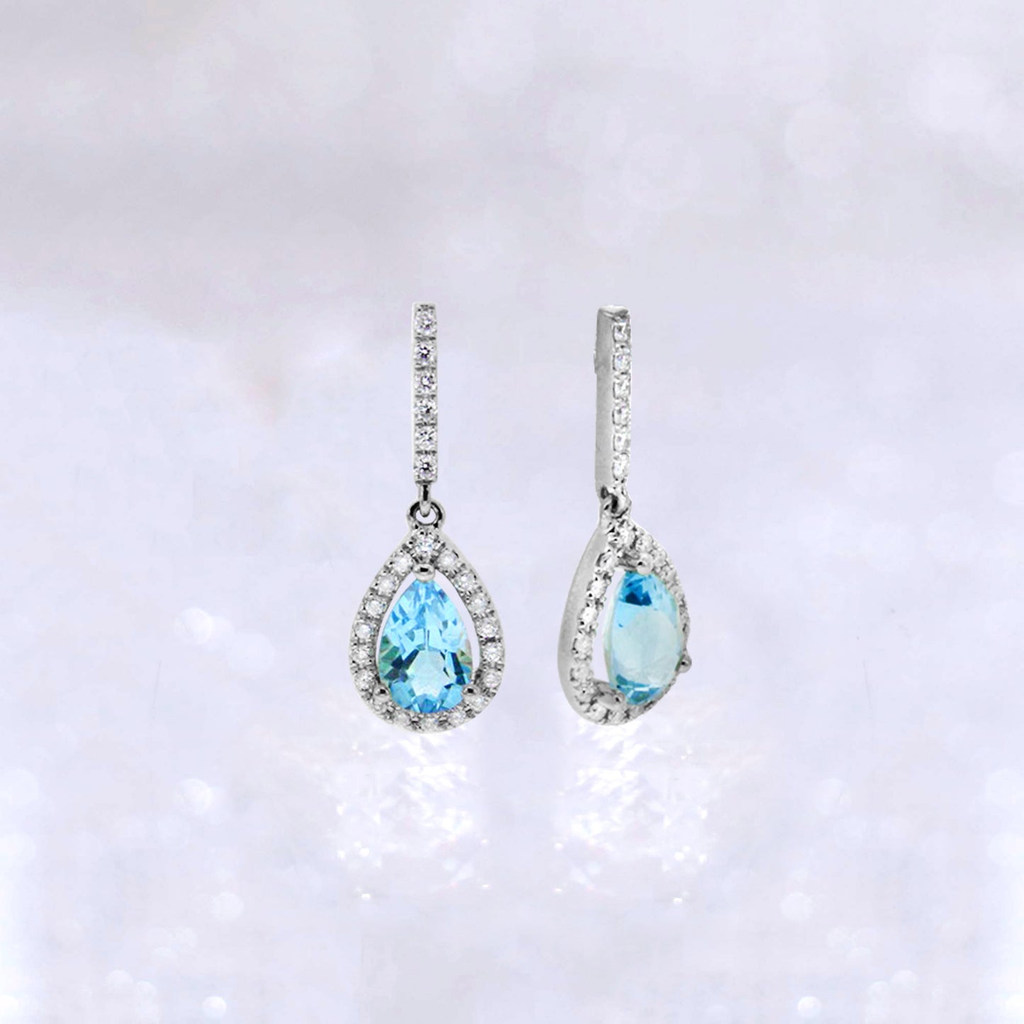 Pear Sapphire Diamond Earrings