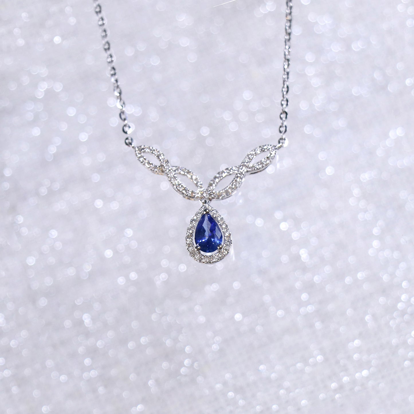 Classic Pear Sapphire Twist Necklace