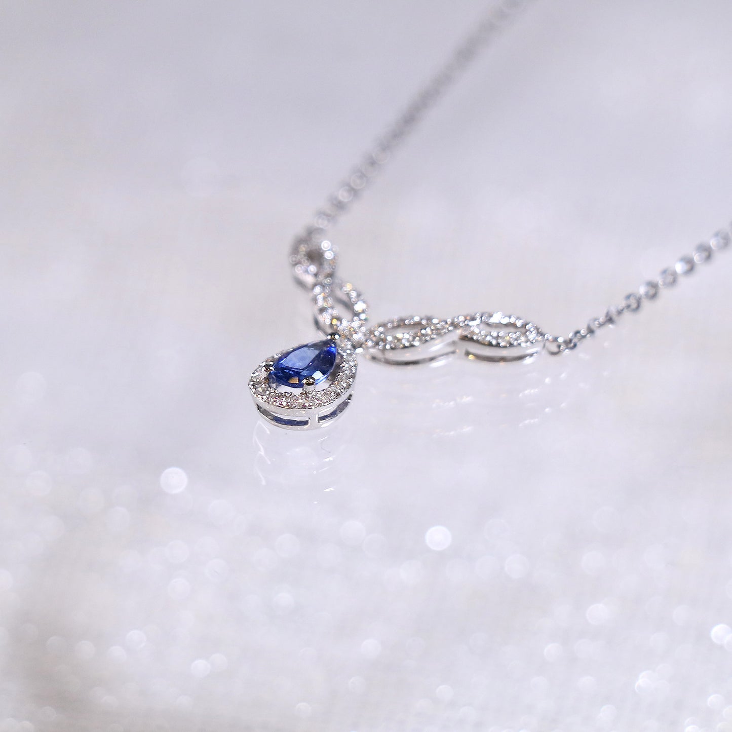 Classic Pear Sapphire Twist Necklace