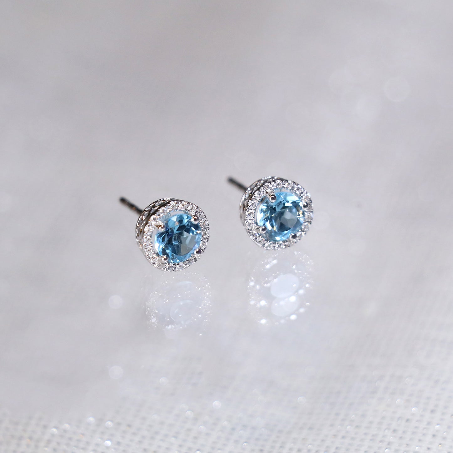 Topaz Halo Diamond Earrings