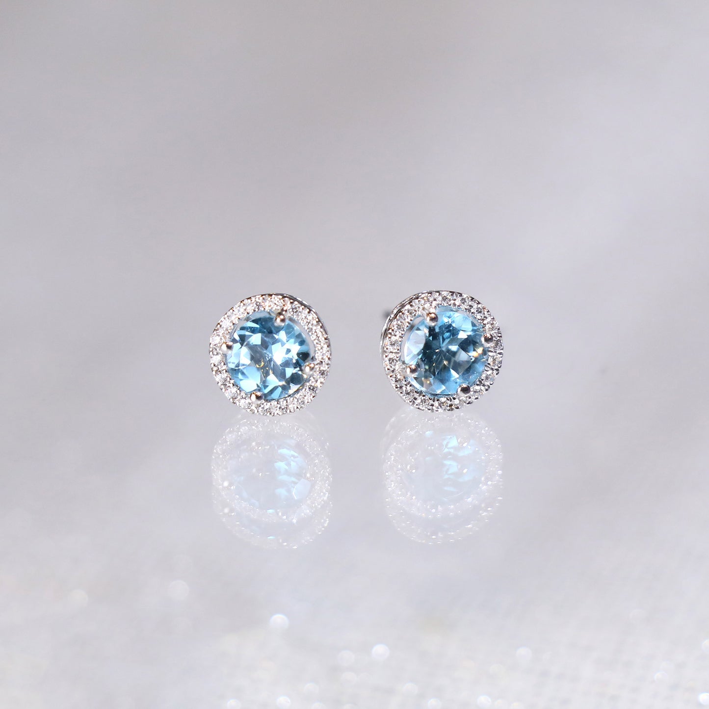 Topaz Halo Diamond Earrings