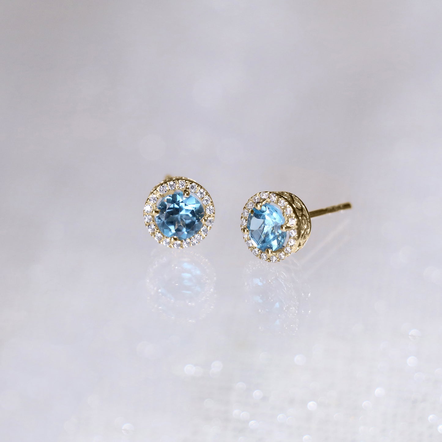 Topaz Halo Diamond Earrings
