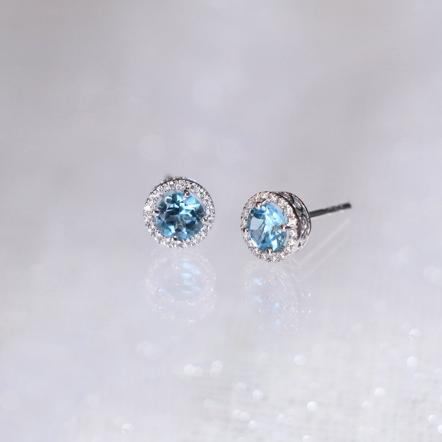 Topaz Halo Diamond Earrings