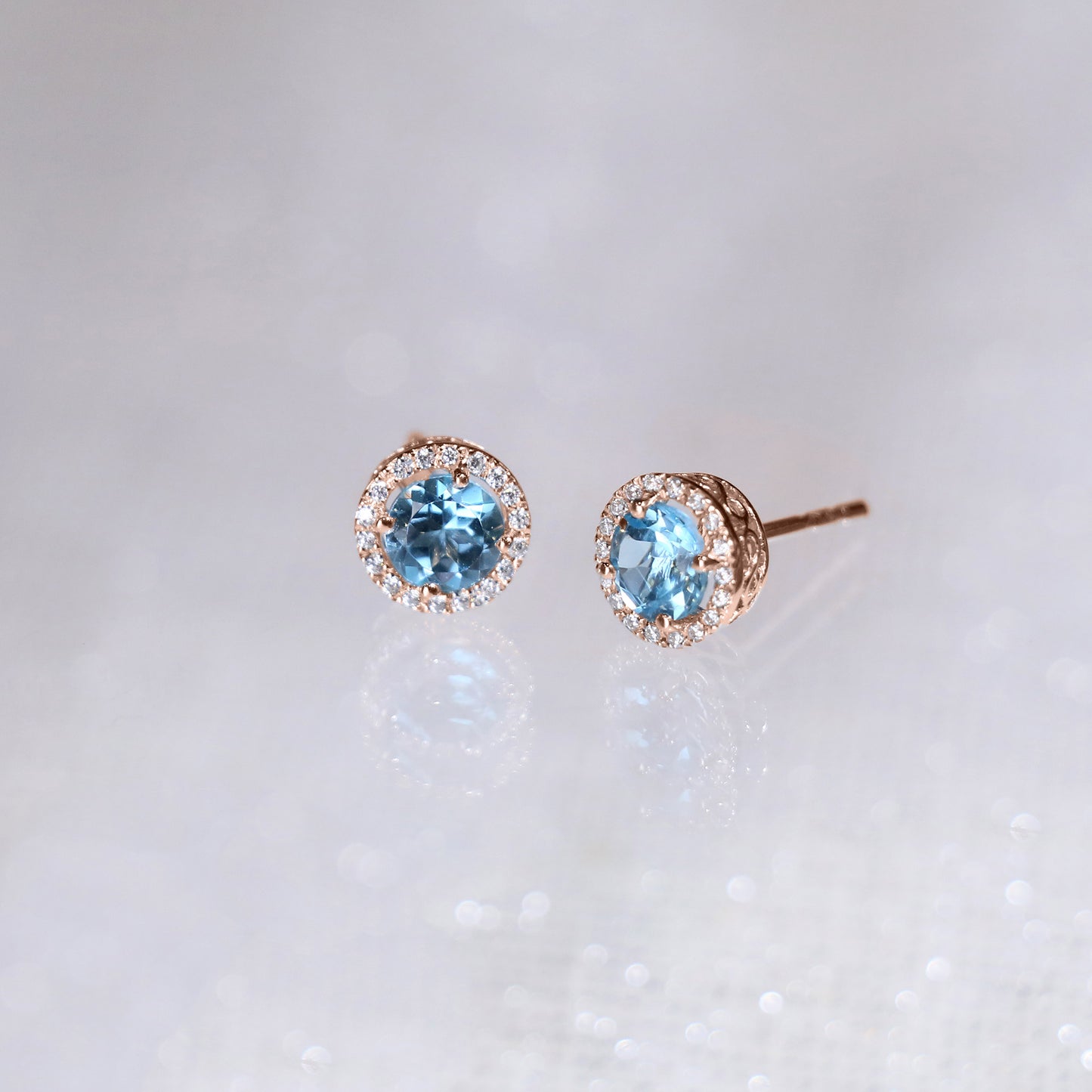 Topaz Halo Diamond Earrings
