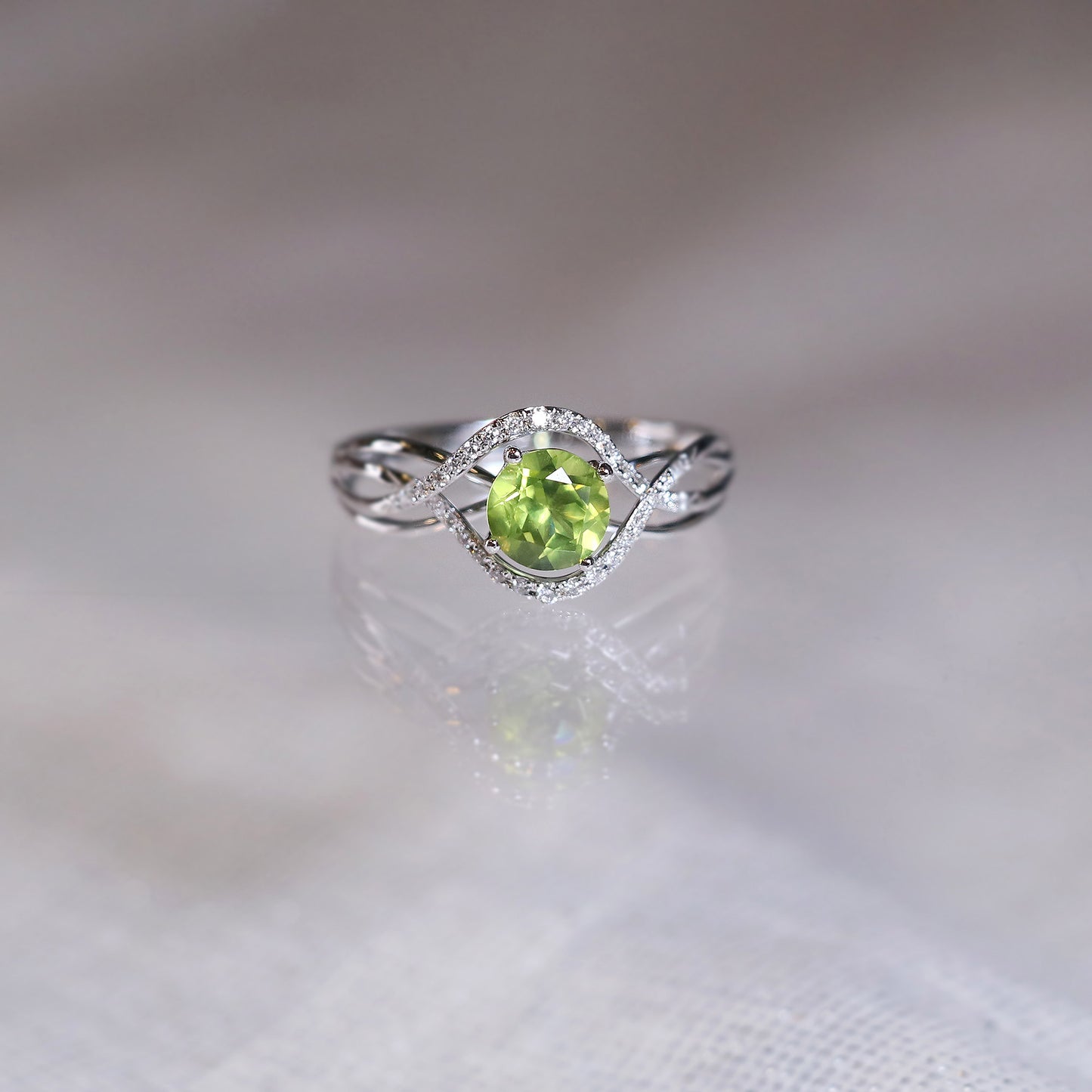 Peridot Bypass Diamond Ring