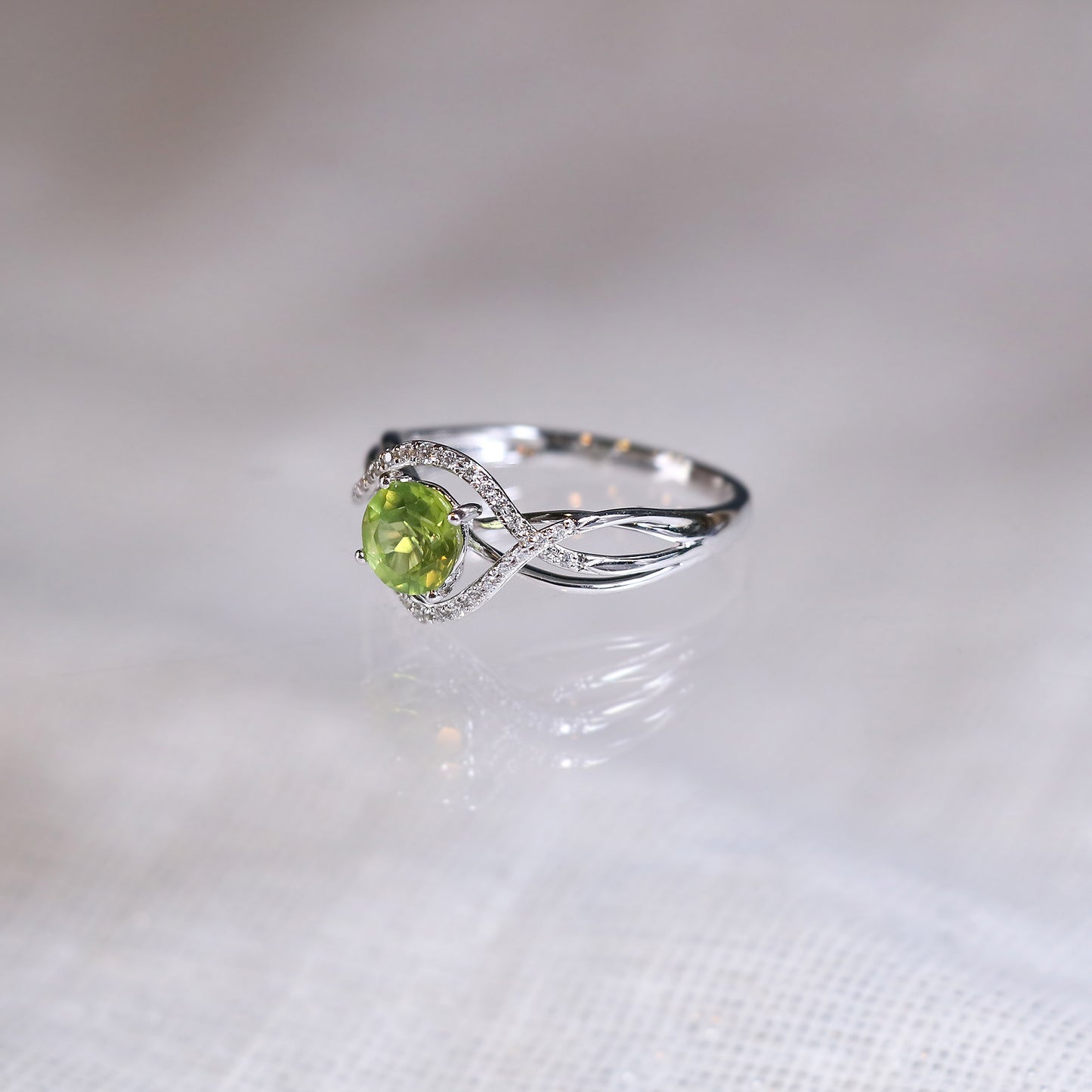 Peridot Bypass Diamond Ring