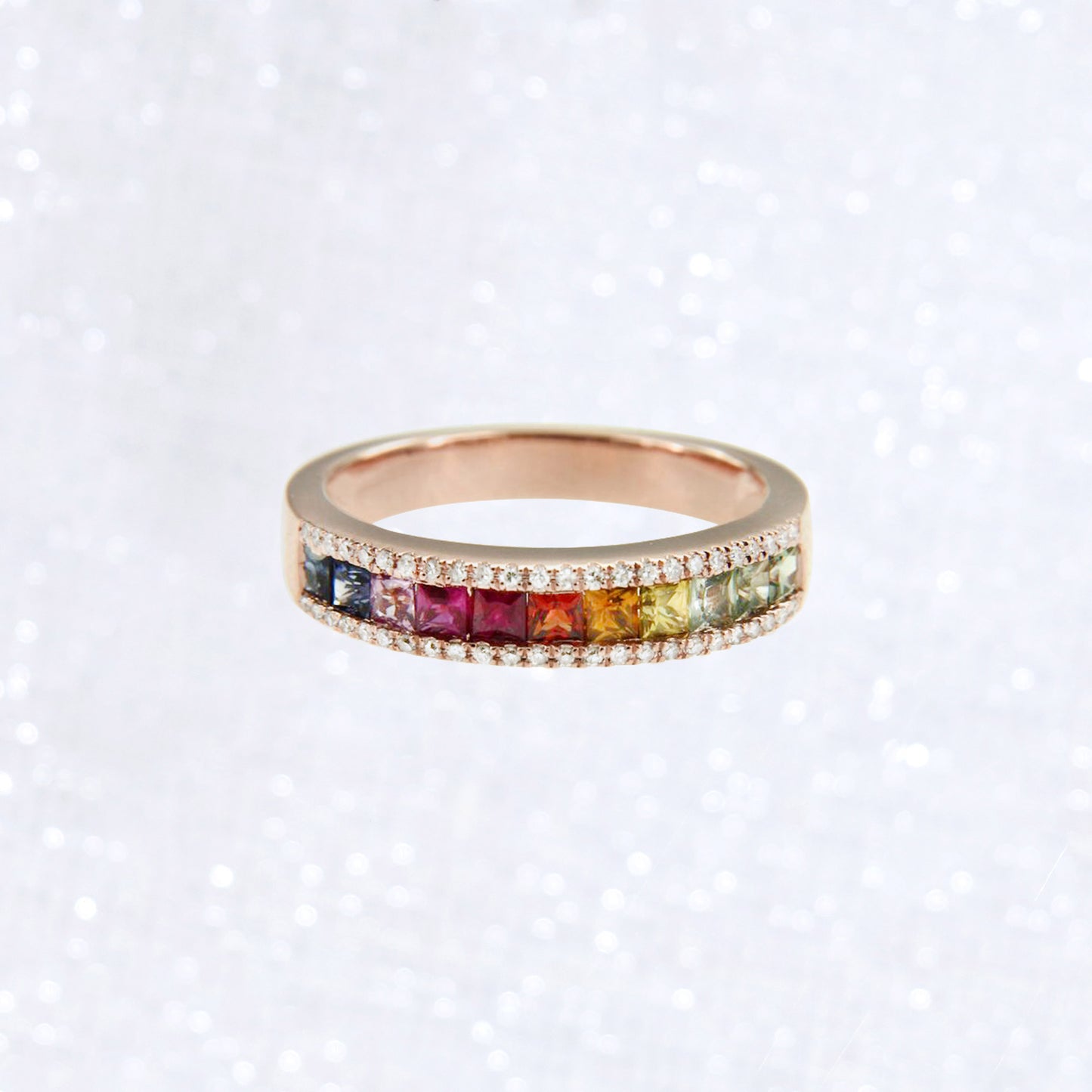 Gold Rainbow Sapphire Ring