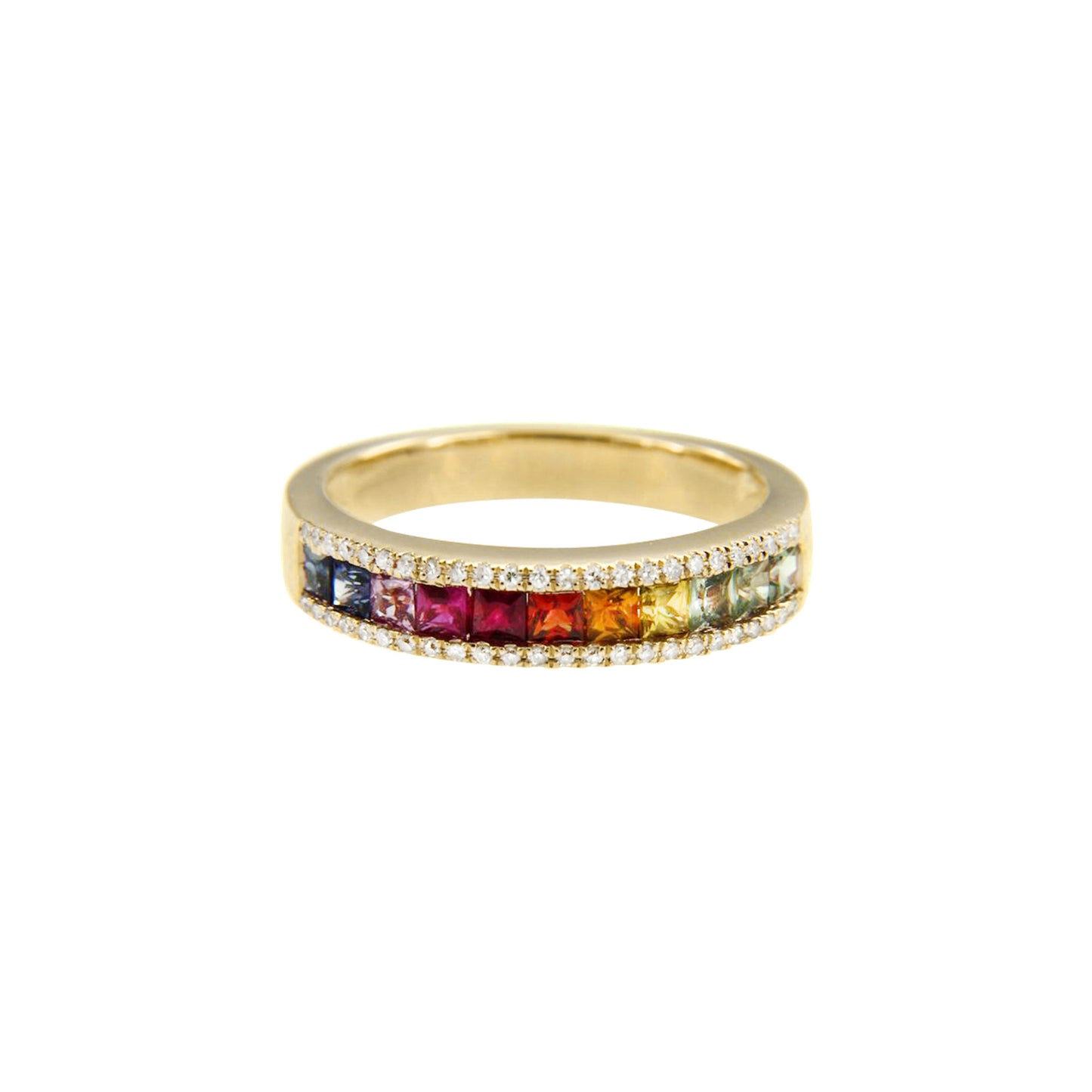 Gold Rainbow Sapphire Ring