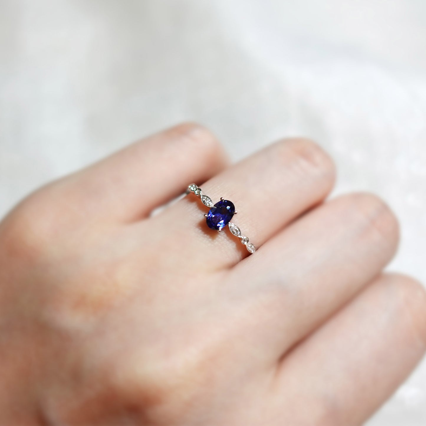 Silver Sapphire Vintage Ring