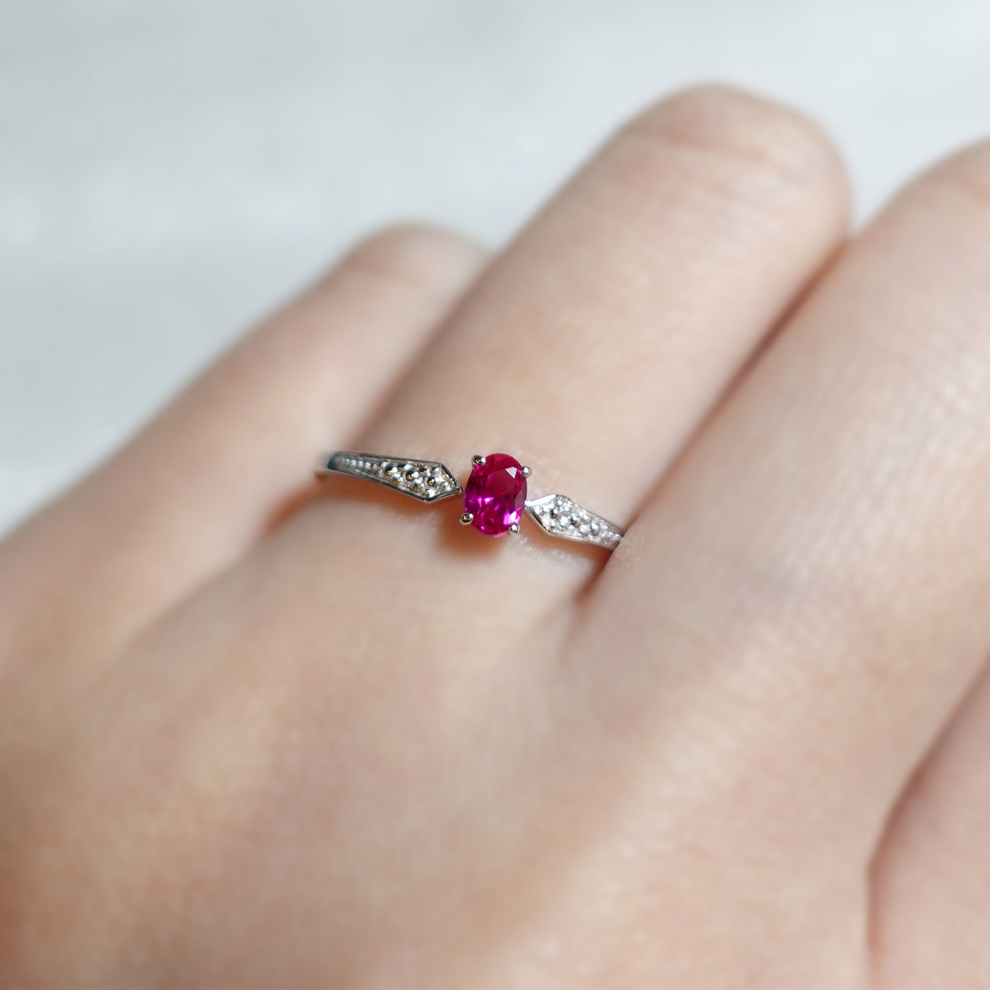 Oval Ruby Arrow Ring