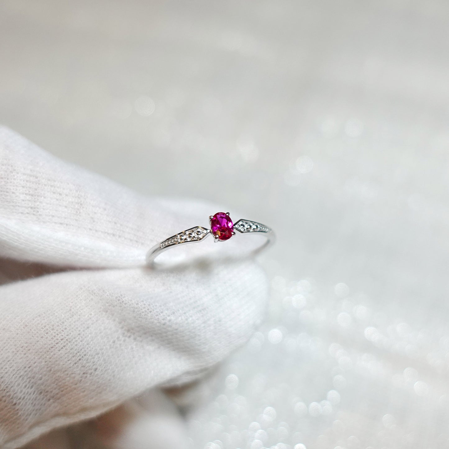 Oval Ruby Arrow Ring