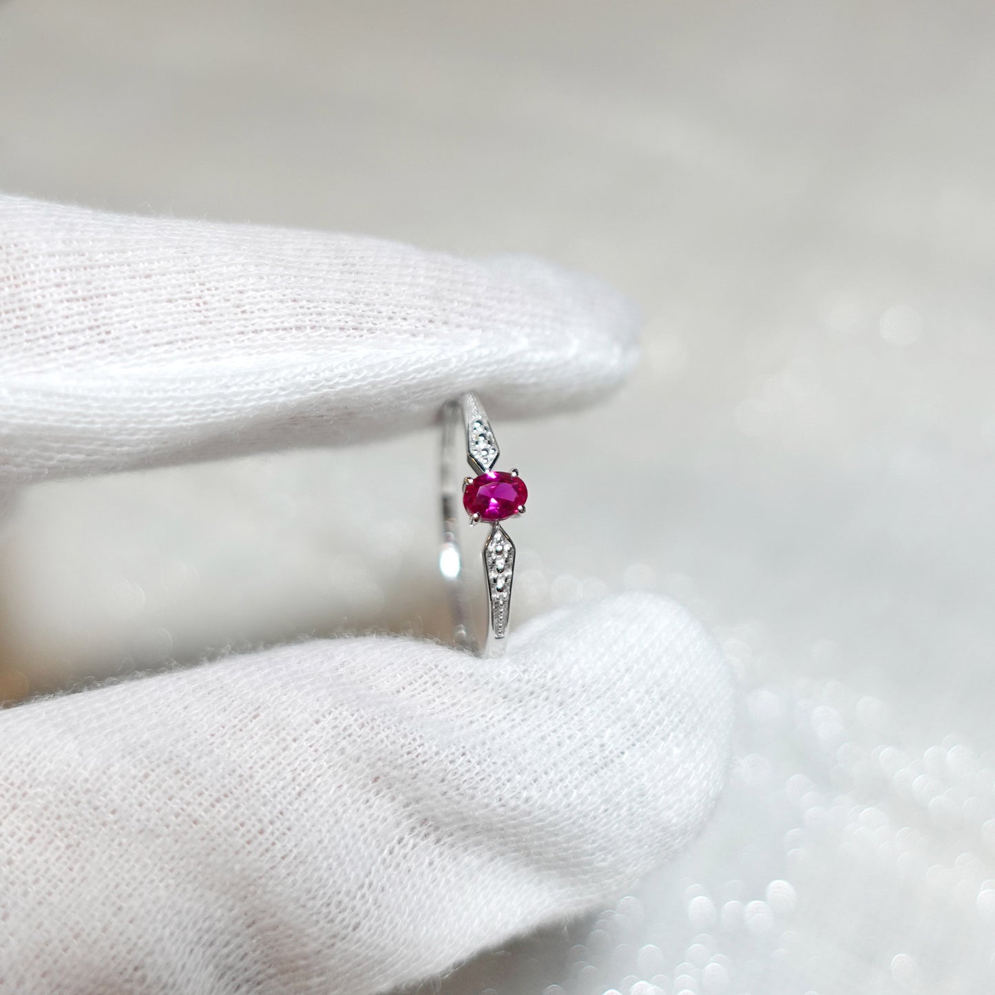 Oval Ruby Arrow Ring