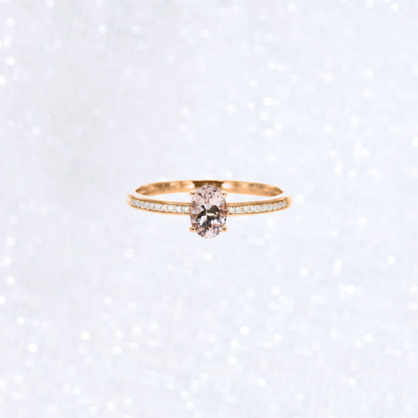 Oval Morganite with Diamond Ring Band