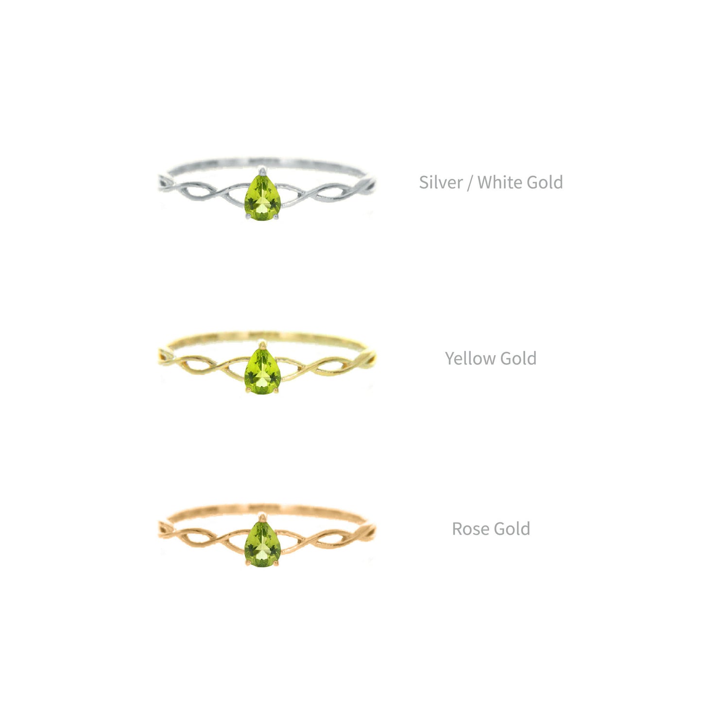 Pear Peridot Solitaire Ring
