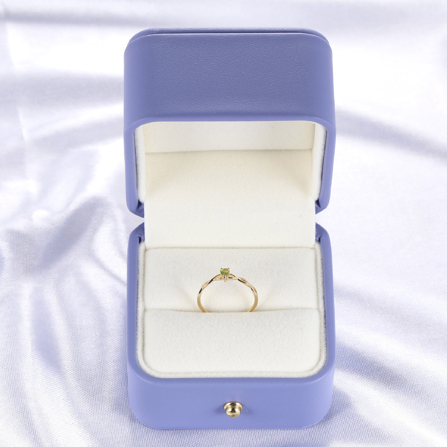 Pear Peridot Solitaire Ring