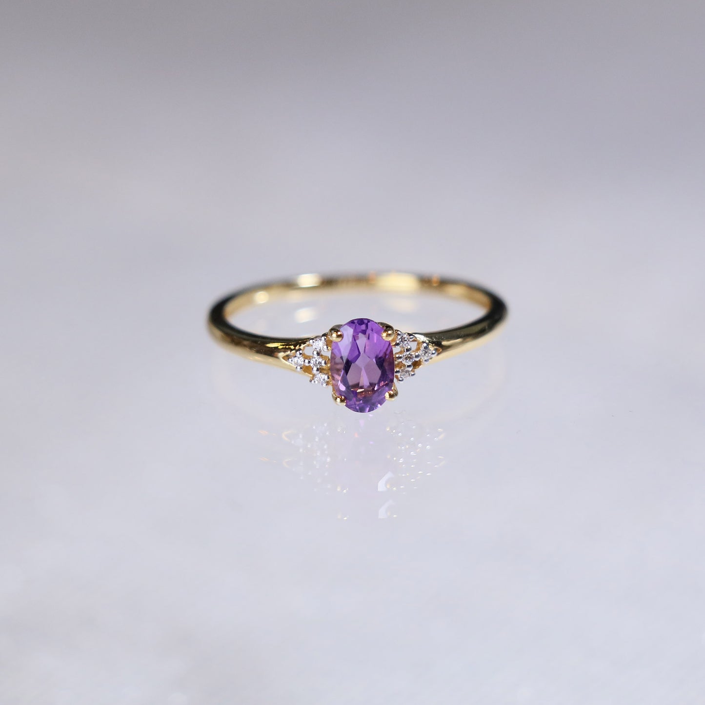 Oval Amethyst Custom Promise Ring