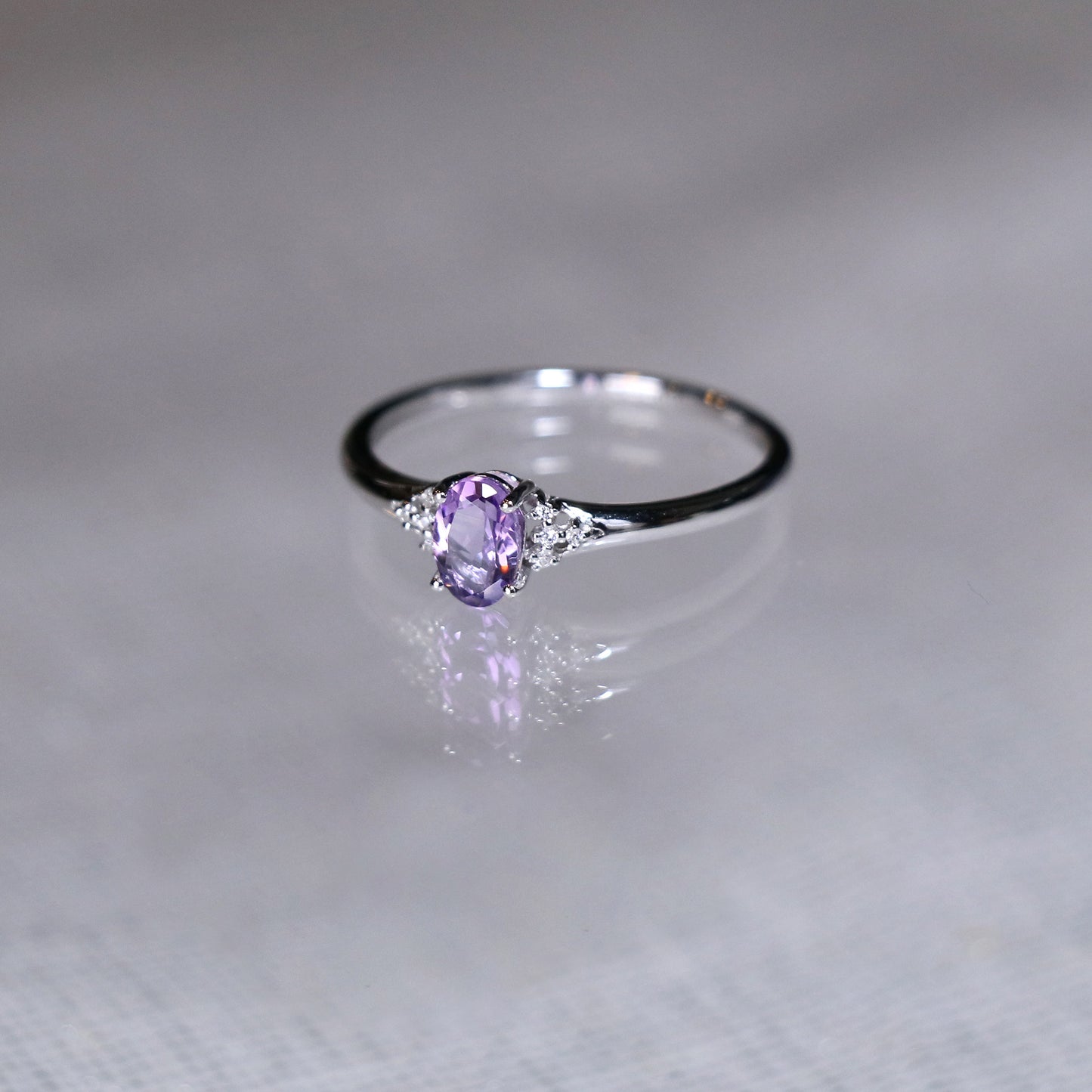 Oval Amethyst Custom Promise Ring