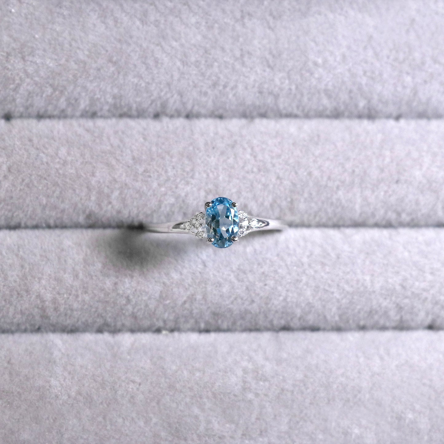 Oval Blue Topaz Custom Promise Ring