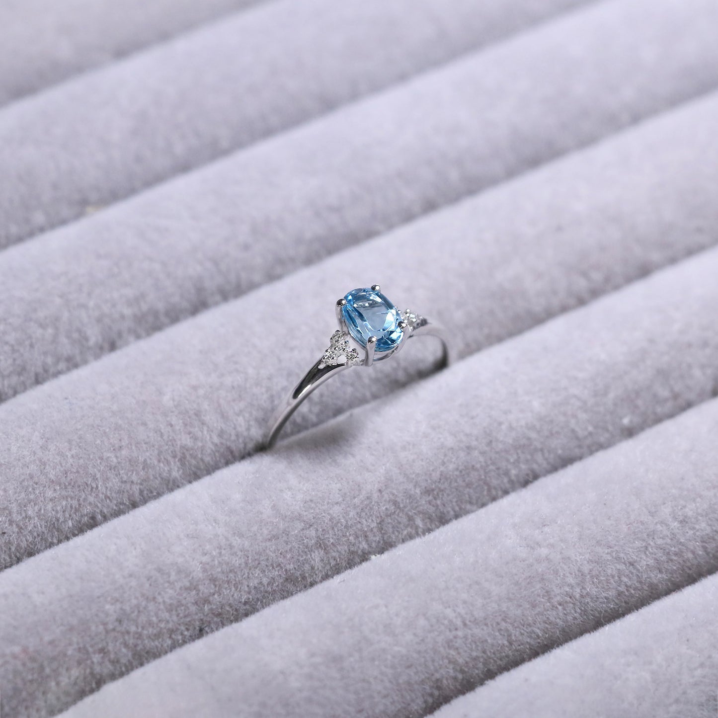 Oval Blue Topaz Custom Promise Ring