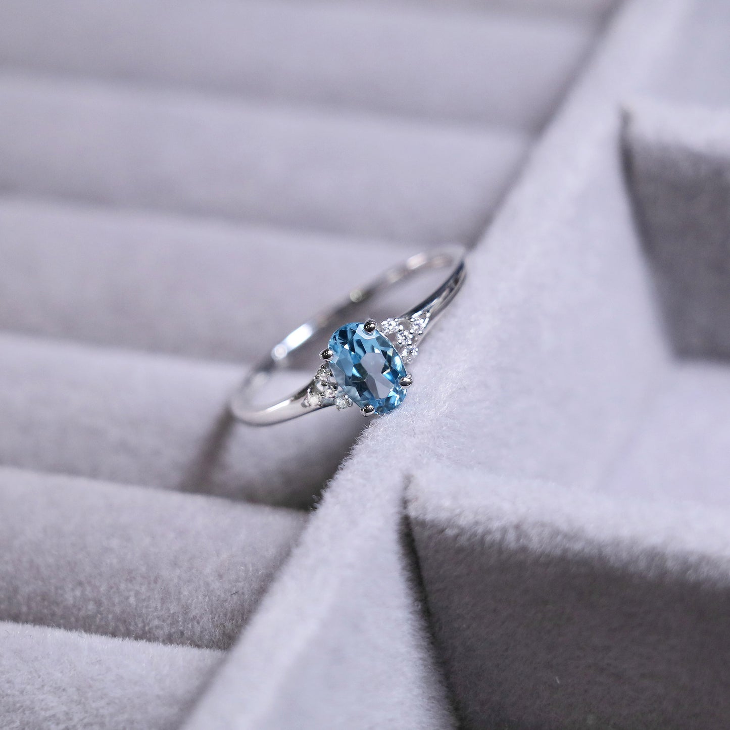 Oval Blue Topaz Custom Promise Ring