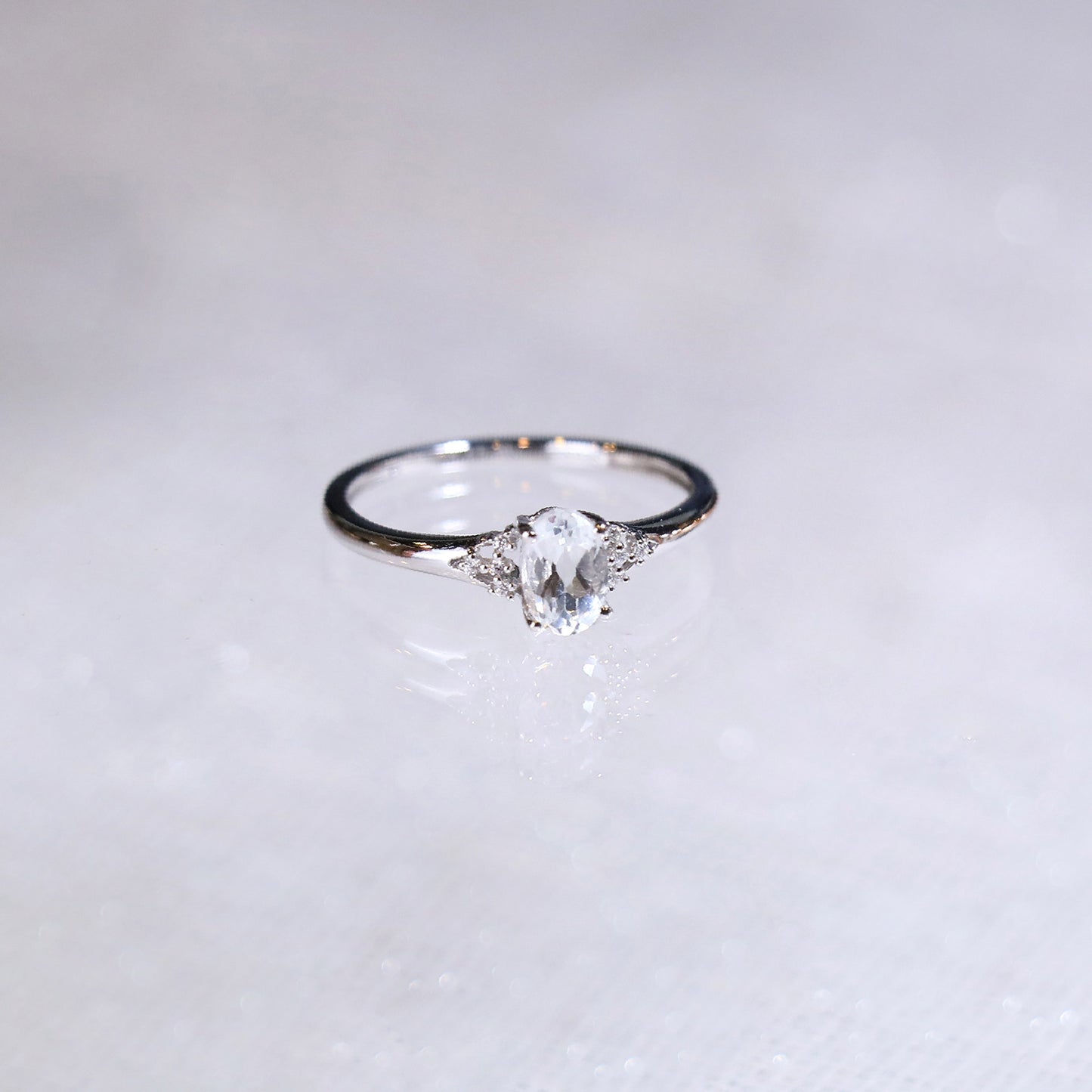 Oval White Topaz Custom Promise Ring