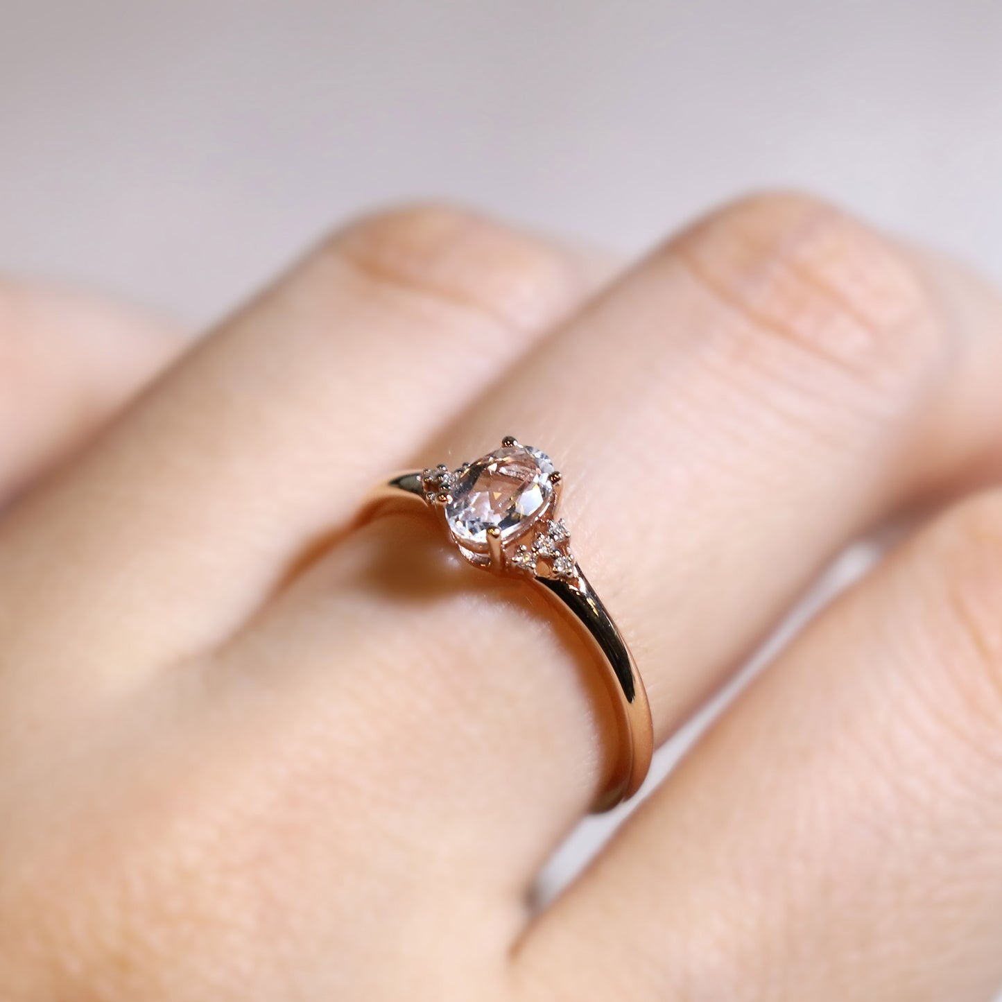 Oval White Topaz Custom Promise Ring