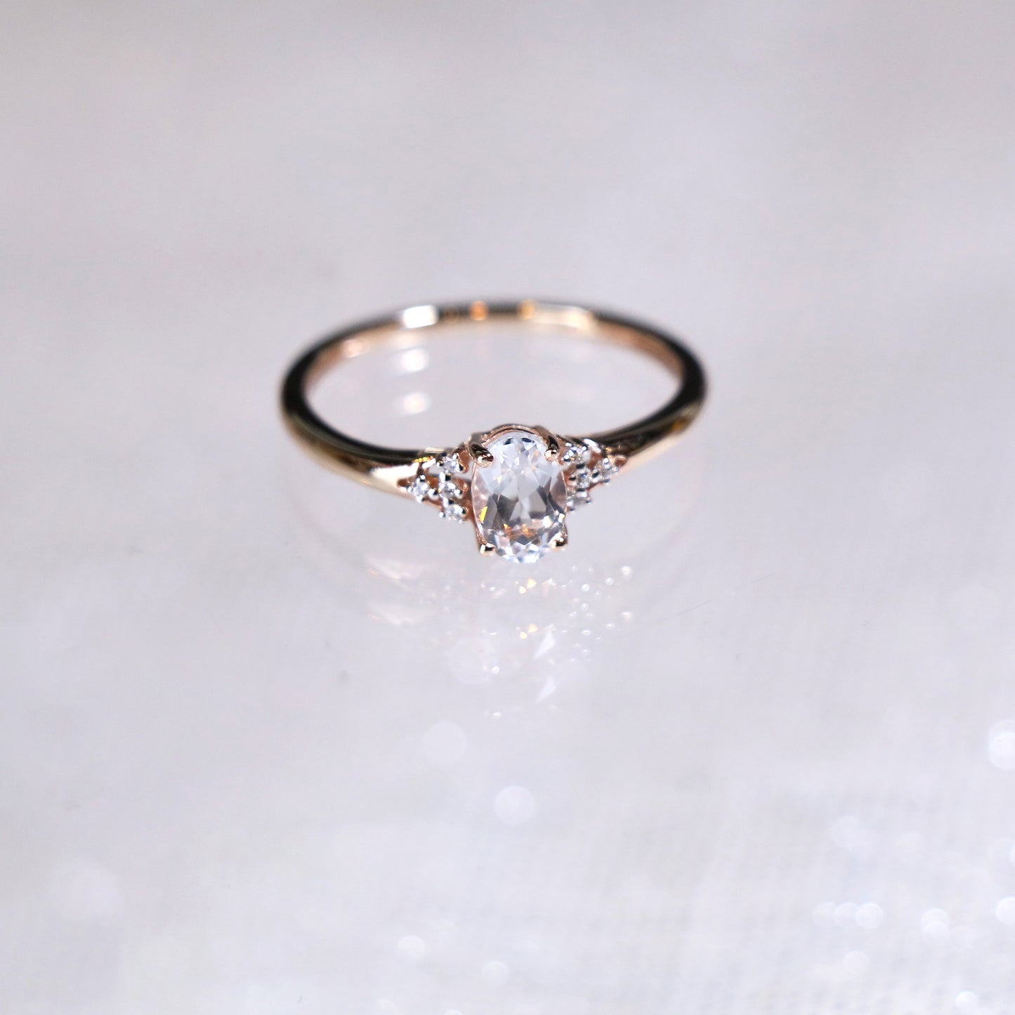 Oval White Topaz Custom Promise Ring