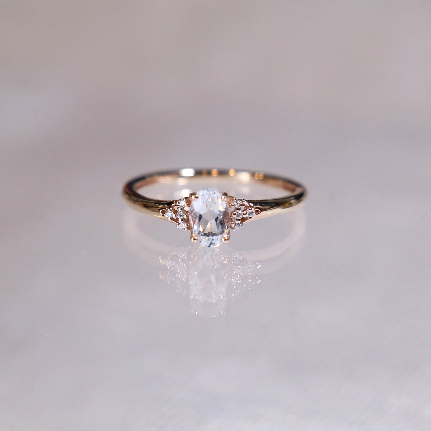 Oval White Topaz Custom Promise Ring