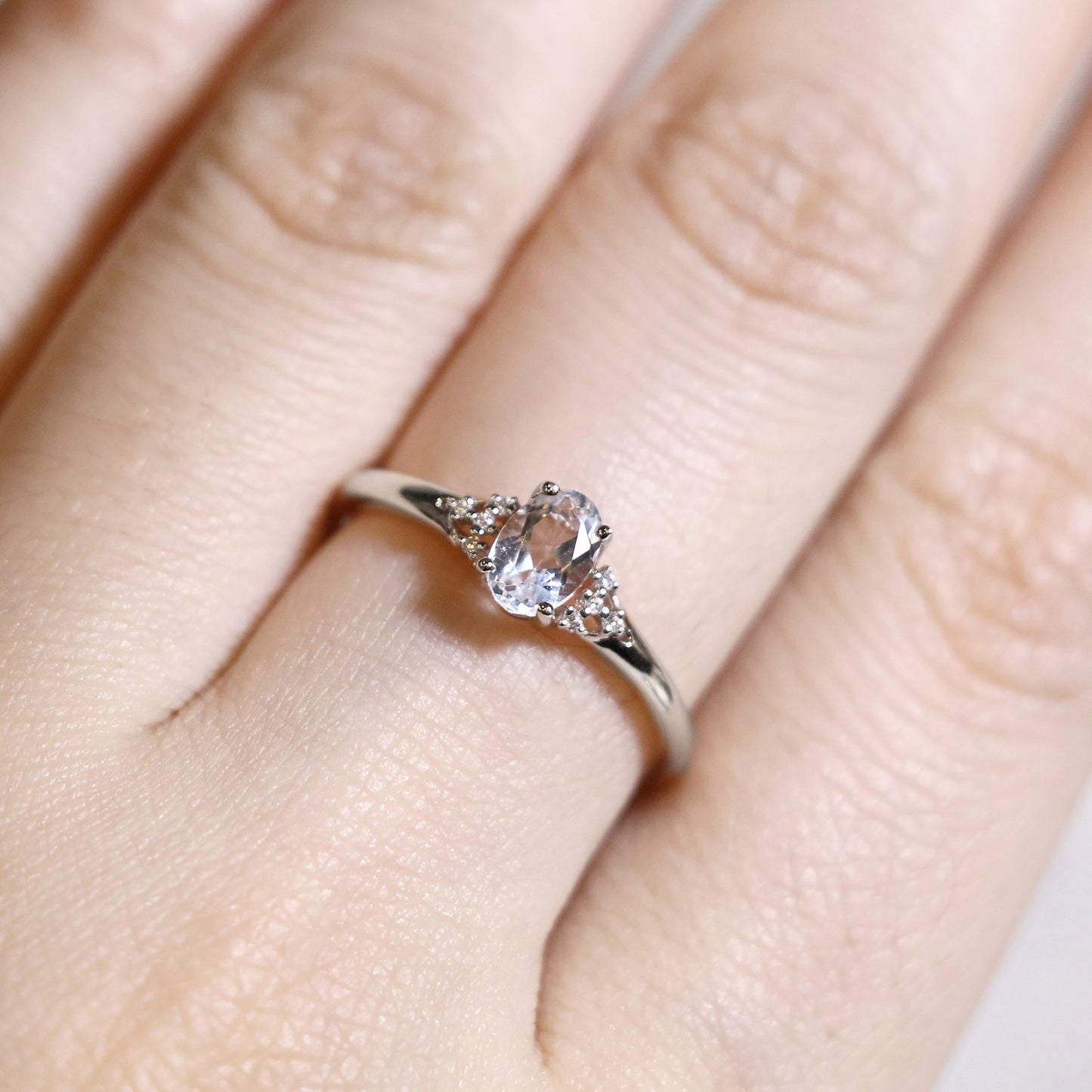 Oval White Topaz Custom Promise Ring